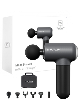 Перкуссионный ручной массажер для тела и мышц medica+ masshand pro 4.0 (япония) black