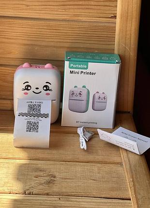 Портативный термопринтер bambi cat mini printer розовый