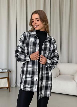 Теплая рубашка в клетку серая merlini ачерра 200001302 4xl/5xl