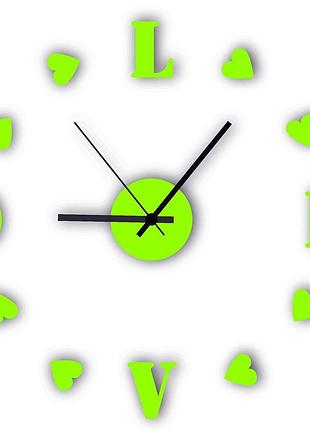 Настенные 3d часы diy clock 80-100 см love светятся в темноте
