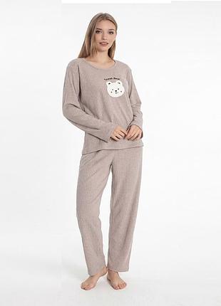Теплая женская пижама трикотажная c34579 xl