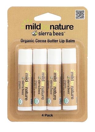 Бальзам для губ mild by nature sierra bees organic cocoa butter lip balm 4 pack
