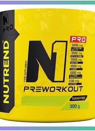 Предтренировочный комплекс nutrend n1 pro 300 г зеленый лимонад для энергии и роста мышц стимулятор sk sku_cn16344-1