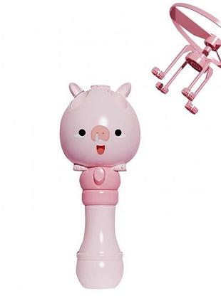 Генератор мильних бульбашок bubble toy баббл тієї бульбашкова машина з літаючим пропелером рожевий