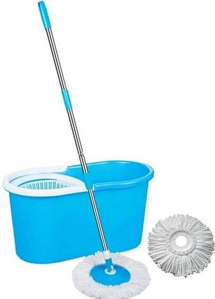 Швабра з турбо віджимом та відром smartus spin mop 360° з круглою насадкою