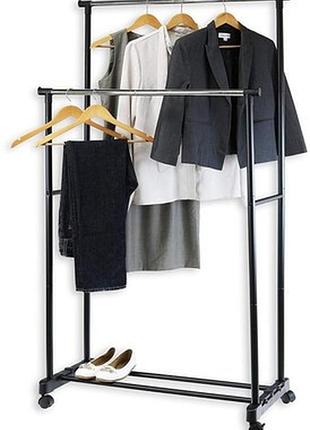 Напольная телескопическая вешалка-стойка до 30 кг double bar rack hight ajustable