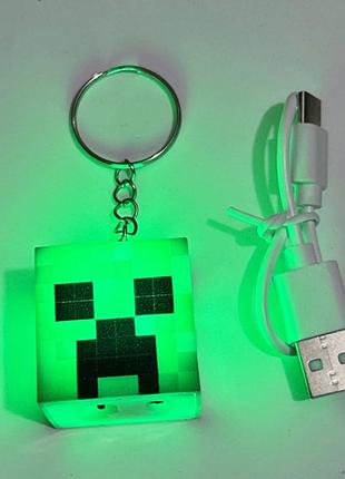 Игрушка брелок крипер светящийся из minecraft 3 см для детей (l_15162)