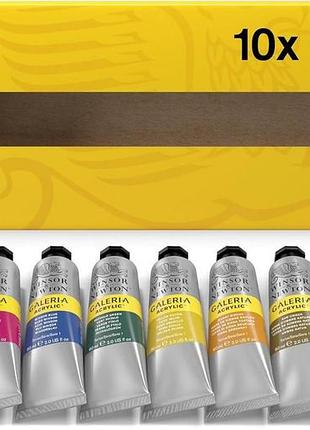 Winsor & newton 2190517 galeria акрилові фарби з високою пігментацією світлостійкі кремоподібні набір 10 кольорів по 60 мл
