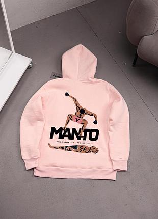 Мужское зимнее худи manto stomp бежевое кофта с капюшоном манто с принтом на флисе xxl (b)