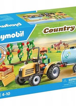 Іграшка playmobil country 71442 трактор з причепом і баком для води +4 роки