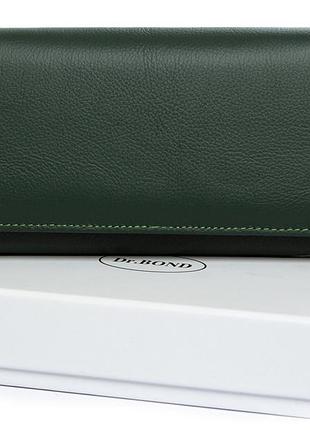 Жіночий шкіряний гаманець на магніті dr.bond w501-2 зелений натуральна шкіра