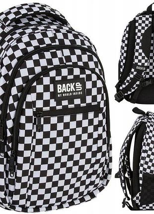 Шкільний рюкзак для молоді в біло-чорну клітинку "шахи" o94 backup 26l