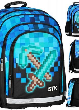 Шкільний рюкзак pixel blue для хлопчика геймера у піксельному стилі