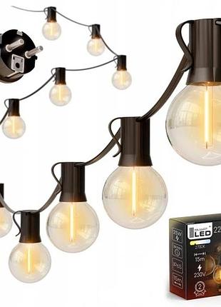 Гірлянда smartled 1500 см для мережі садова світлова 15м 25x led-лампа 1w ланцюг + подарунок 2x e12