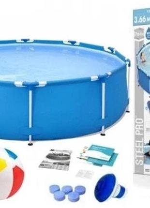 Басейн bestway 366x76 366 шт. 76 steel pro 56679 + аксесуари круглий