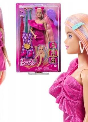 Лялька barbie mattel jdc85 у рожевій сукні для гри з волоссям