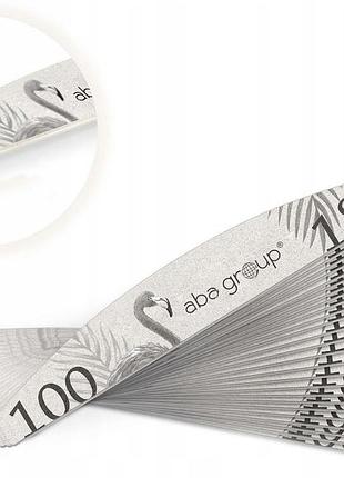 Aba group пили для нігтів півмісяць човник 100/180 slim набір 100 шт