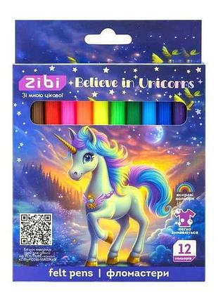 Фломастери 12кол. unicorn, kids line zb.2826 тм zibi