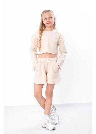 Комплект кремовый для девочки (подростковый) 6465-057 р.152 тм трикотажный край