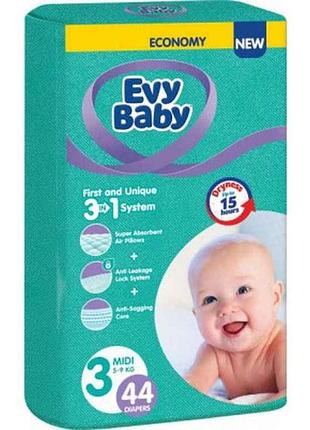 Подгузники р.3 44шт midi twin (5-9 кг) тм evy baby