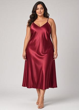 Ночнушка атласная бордо 2xl