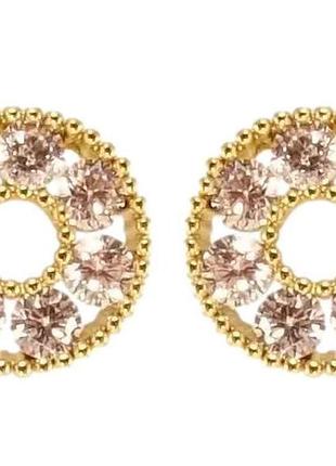 Серьги пусеты qqmm позолота 14k кольца с цирконом ø 9мм 106220 тм xuping