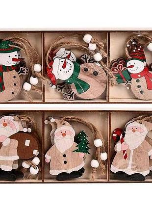 Фигурка-подвеска новогодняя wooden 9шт/уп r96375 тм stenson