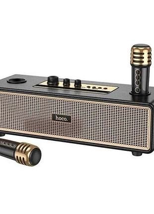 Портативна колонка bs63 2mic/20w/bt5.4/usb/aux/microsd/fm/4500mah/tws 40x15x12см черна тм hoco