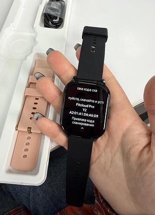 Смарт-часы smart watch y2 с двумя ремешками, fitcloudpro, черный/розовый 2
