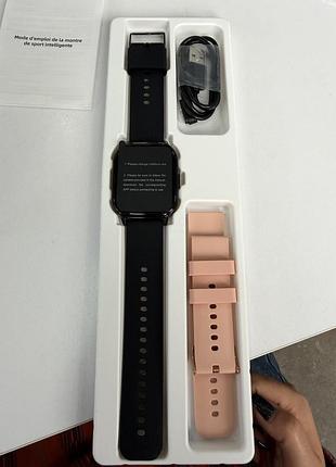 Смарт-часы smart watch y2 с двумя ремешками, fitcloudpro, черный/розовый 6