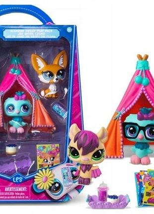 Littlest pet shop серія 5 набір "піжамна вечірка" з 3-ма тваринками #423 #424 #425