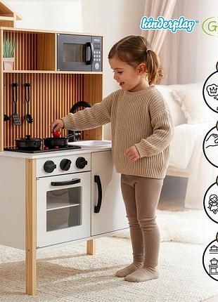 Дерев'яна інтерактивна кухня для дітей kinderplay з аксесуарами і світлом