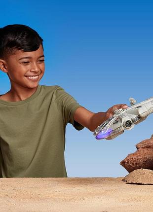 Star wars micro galaxy squadron assault class millennium falcon 18 см транспорт з мікрофігурками хан соло чубакка принцеса лея та 2