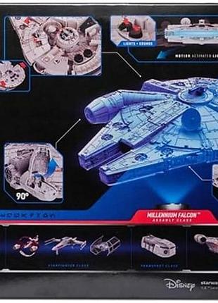 Star wars micro galaxy squadron assault class millennium falcon 18 см транспорт з мікрофігурками хан соло чубакка принцеса лея та 7