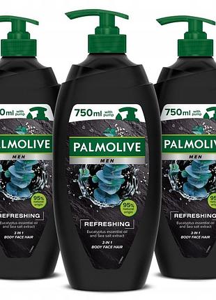 Гель для душу palmolive men чоловічий набір для миття тіла 3x750 мл