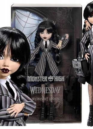 Лялька monster high венсдей в шкільній формі колекціонерська лялька