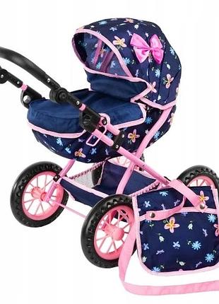 Kinderplay візок для ляльок глибокий ґондола складний з сумкою з регульованою ручкою