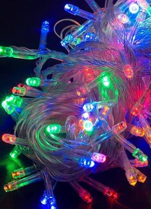 Світлодіодна гірлянда light belt 105-5 10 м на 100 led з теплим білим світлом і прозорим проводом, 220 в