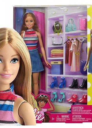 Лялька barbie з гардеробом набір лялька + аксесуари та взуття fvj42
