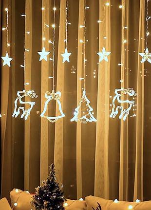 Гирлянда штор с формами колокольчики 12 pcs light белый