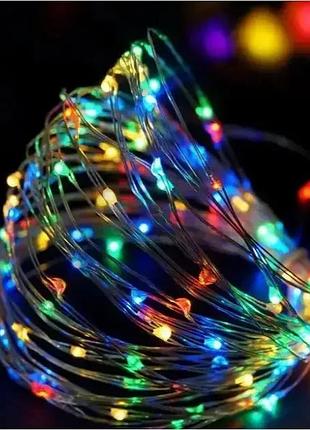 Xmas гірлянд 30 led 3m (copper) мідний дріт (крапля роси) m multi працює від батарейок+usb