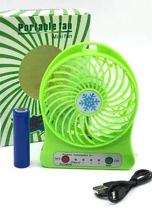 Міні-вентилятор portable fan mini зелений 2