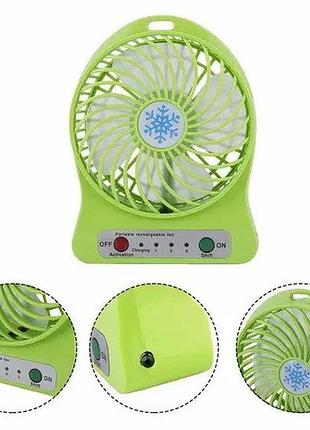 Міні-вентилятор portable fan mini зелений 3