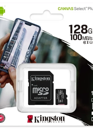 Карта памяти memory card 128 гб kingston canvas select plus