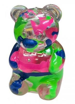 Игрушка-антистресс светящийся сквиш мишка gummy bear мраморный окрас