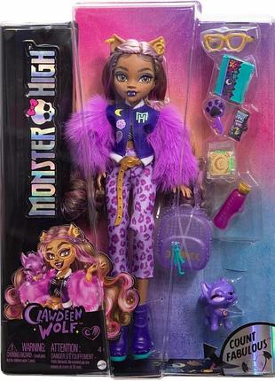 Лялька monster high clawdeen wolf з аксесуарами та тваринкою crescent hrp65