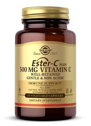 Комплекс вітаміну с solgar ester-c plus vitamin c 500 mg, 50 вегакапсул