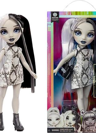 Rainbow high shadow high heather grayson – 28 см модна лялька в сірих відтінках з чорно-білим волоссям і стилізацією з стильним