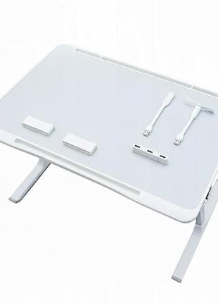 Стіл для ноутбука складний регульований з led підсвіткою usb вентилятором та шухлядою