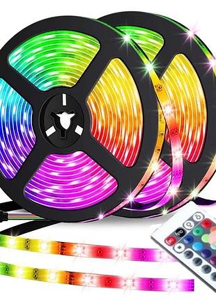 Светодиодная led лента 3528 rgb 10 метров на самоклеющейся основе с пультом и блоком питания
